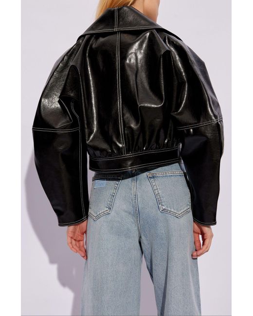 Ganni Jacket From Faux Leather, in Black | Lyst