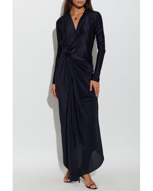 Victoria Beckham Blue Satin Asymmetrical Dress