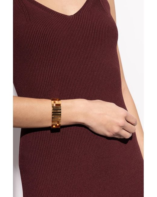 Versace Metallic Brass Bracelet With Greek Pattern