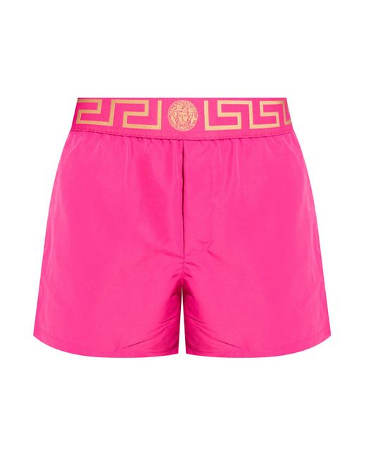 Versace Pink Swim Shorts With Logo for men