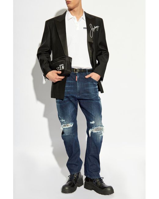 DSquared² Black Blazer With Print for men