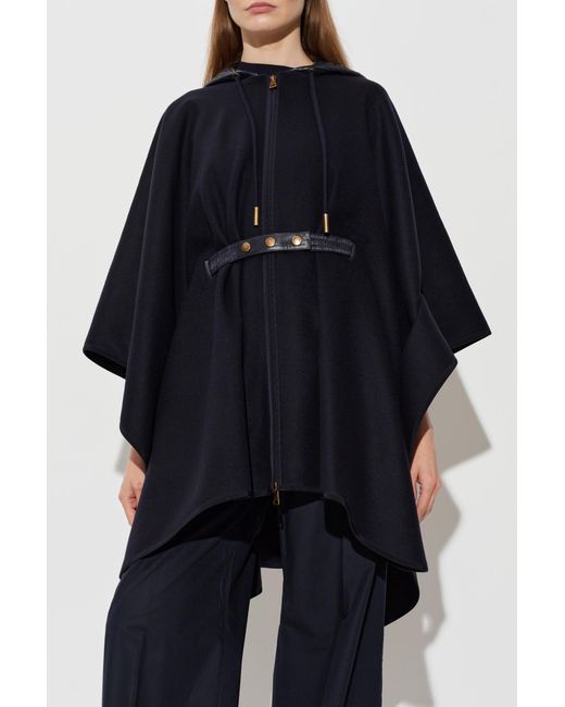 Moncler Blue Wool Poncho