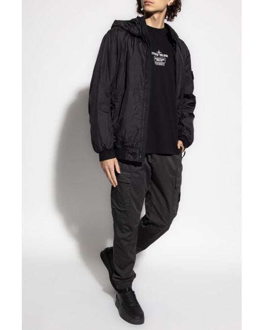 Stone Island Black T-Shirt With Logo for men