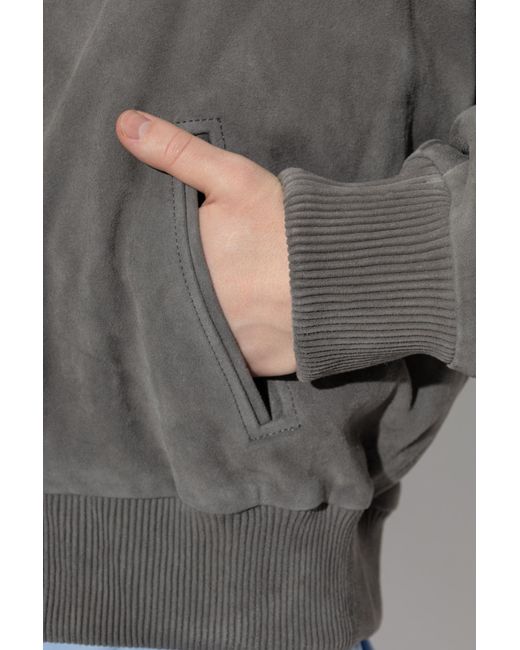 AMI Gray Suede "Bomber" Jacket for men