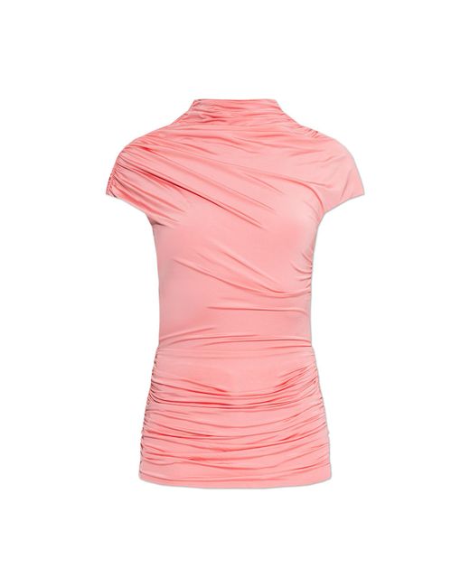 Self-Portrait Pink Satin Top With Draping