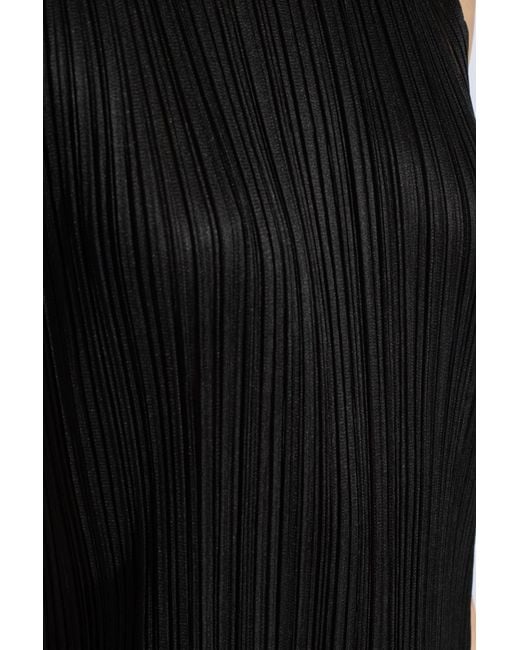 Pleats Please Issey Miyake Black Pleated Sleeveless Dress