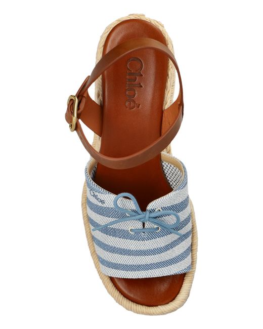 Chloé Blue Wedge Sandals "Isla"