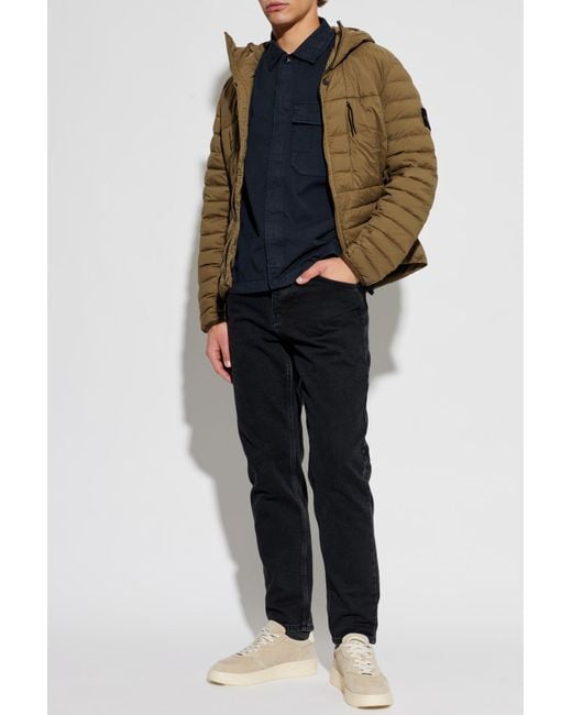 Stone Island Green Down Jacket With Hood for men