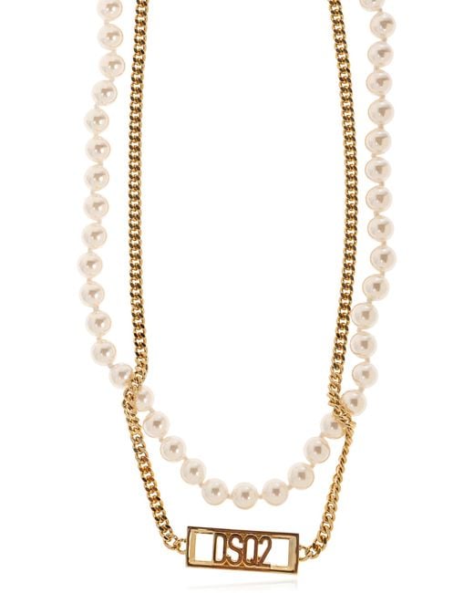 DSquared² White Logo Necklace for men