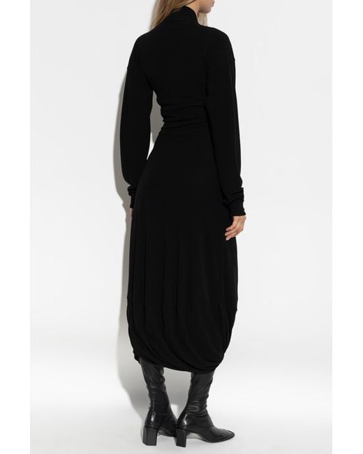 Lemaire Black Dress With Draped Neckline