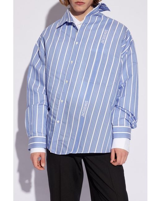 Jacquemus Blue 'Cuadro' Asymmetrical Shirt for men