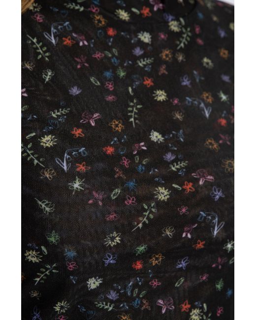 PS by Paul Smith Black Top With Floral Motif,