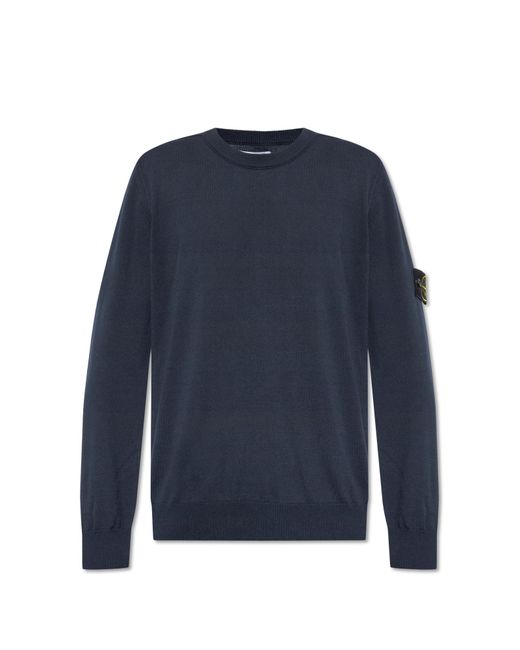 Stone Island Blue Sweater With Logo, for men