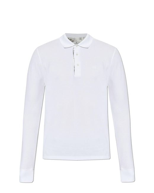 Etro White Long-Sleeve Polo for men