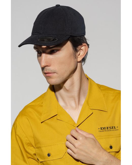 DIESEL Black 'C-Plak' Baseball Cap for men