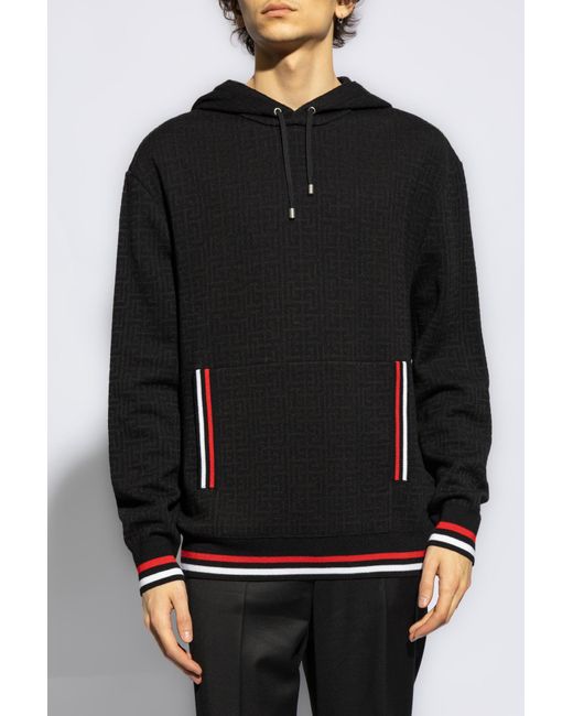 Balmain Black Sweatshirt With Jacquard Monogram for men