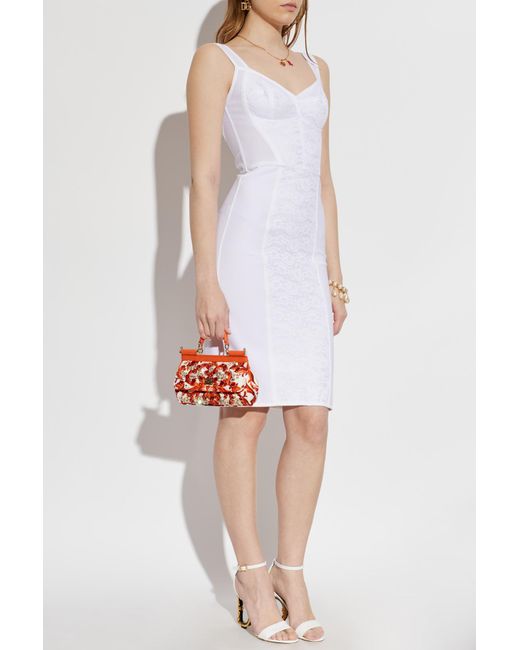 Dolce & Gabbana White Dress With Lace Insert