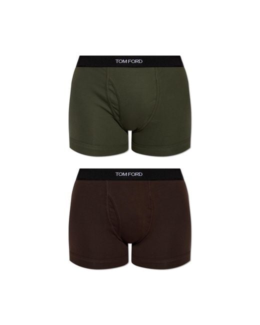 Tom Ford Green 2-Pack Of Cotton Boxers With Logo for men
