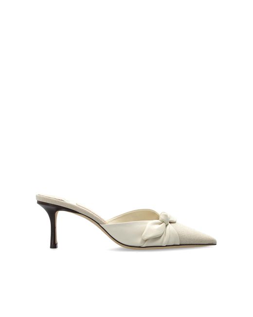 Jimmy Choo White Heeled Mules 'Livi 65'