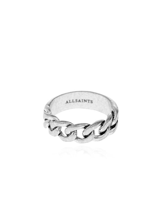 AllSaints Black Brass Ring for men