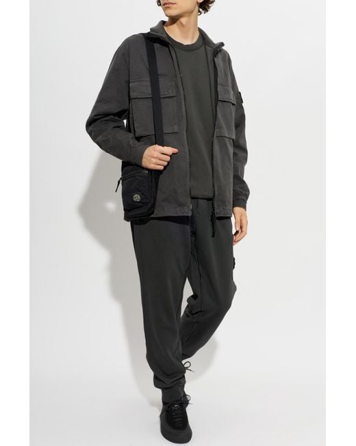 Stone Island Black Sweatpants With Logo Patch for men