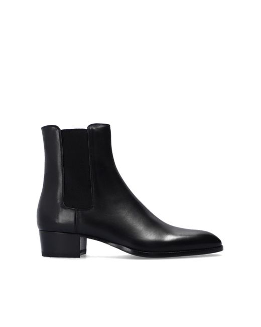 Saint Laurent Black 'Wyatt' Heeled Chelsea Boots for men