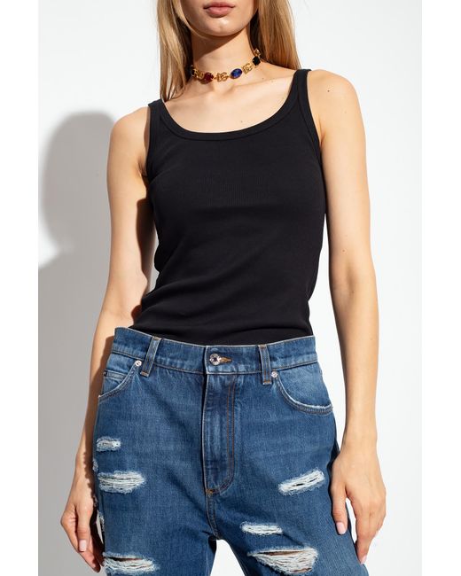 Dolce & Gabbana Black Ribbed Top