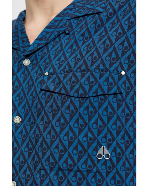Moose Knuckles Blue Shirt With Monogram for men