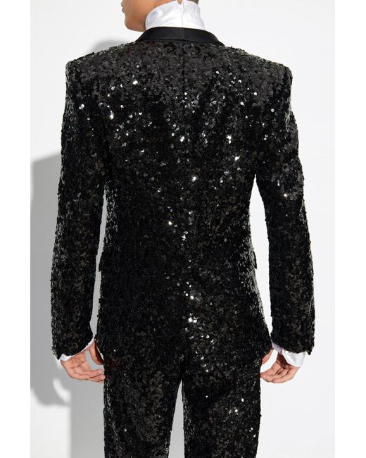 Dolce & Gabbana Black Sequin Blazer for men