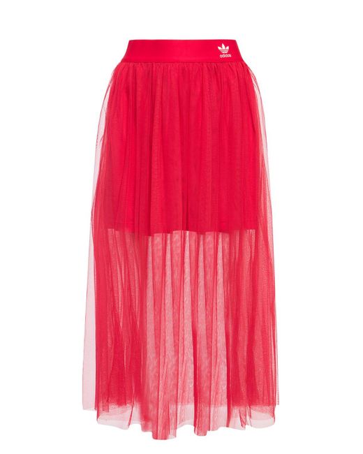 Adidas Originals Red Three Stripes Tulle Skirt