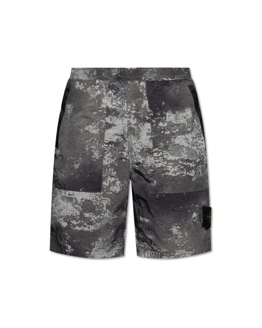 Stone Island Gray Shorts With Logo, for men