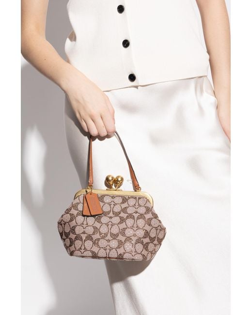 COACH Handbag `kisslock 16`, in Natural | Lyst