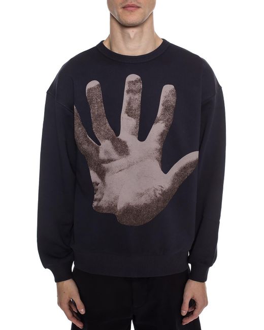 Dries Van Noten Verner Panton Hand Print Sweatshirt Navy in Dries Van Noten Verner Panton Hand Print Sweatshirt Navy in