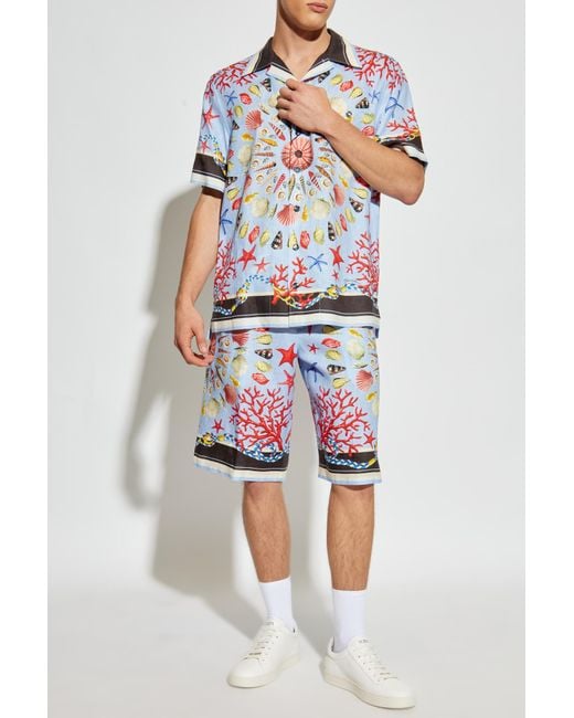 Dolce & Gabbana Red Shell Motif Shorts for men