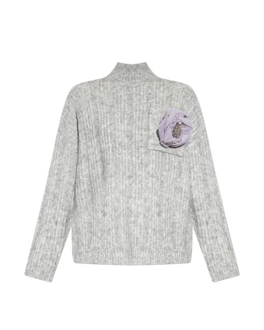 Custommade• White 'timia' Sweater With Brooch