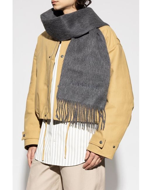 Acne Black Scarf With Logo Patch