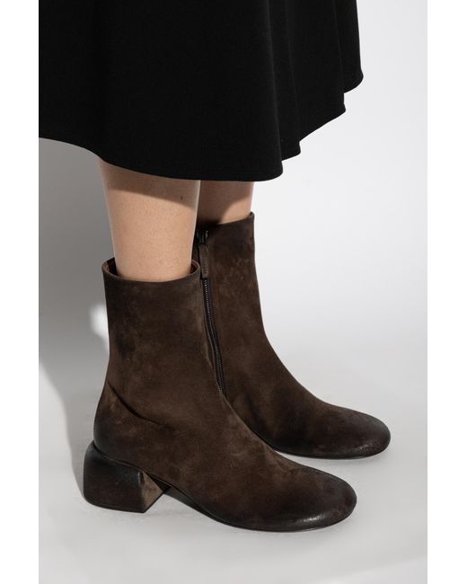 Marsèll Black Suede Heeled Ankle Boots "Basata"