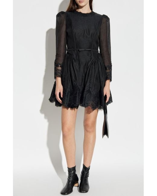 princess polly baby blue dress Zimmermann Embroidered Tiered Midi Dress | Black