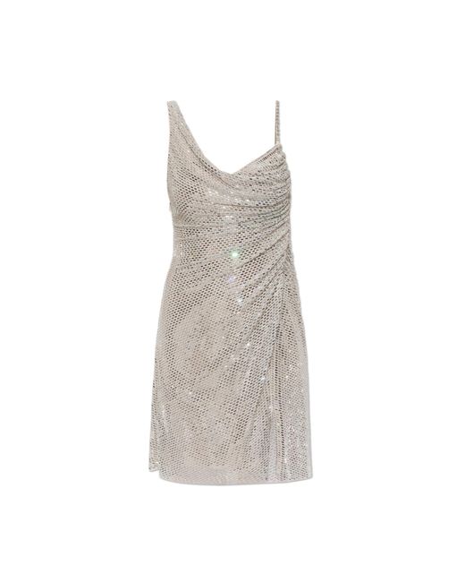 Self-Portrait White Short Dress With Shimmering Sequins