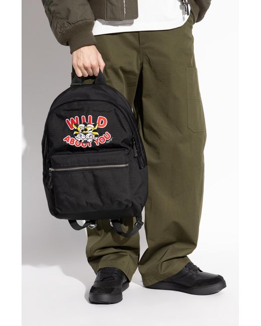 KENZO Green Backpack With Embroidery for men