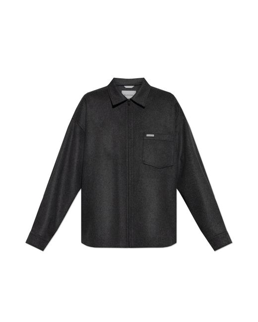 Balenciaga Black Wool Shirt With Logo for men