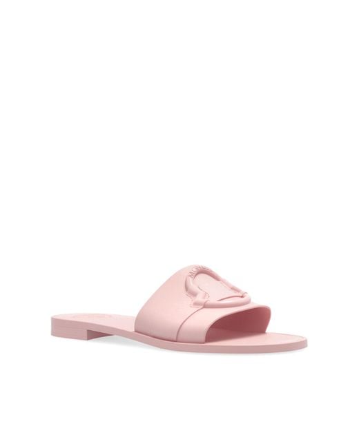 Moncler Pink Slides With Logo