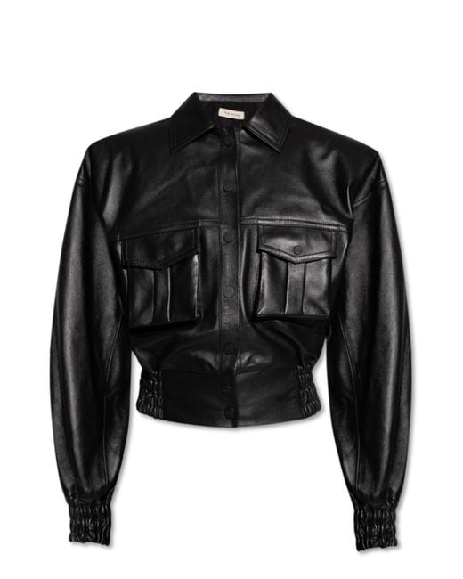 The Mannei Black 'nice' Leather Bomber Jacket