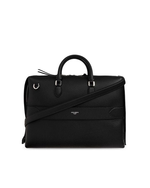 Dolce & Gabbana Black Leather Document Bag for men