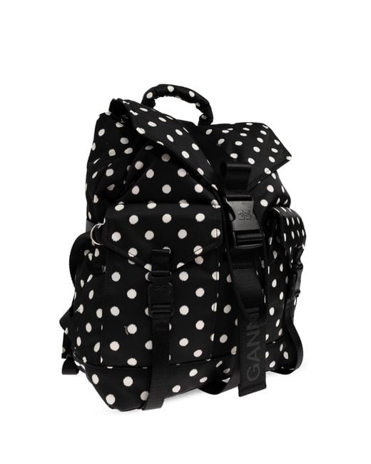 Ganni Black Polka Dot Pattern Backpack