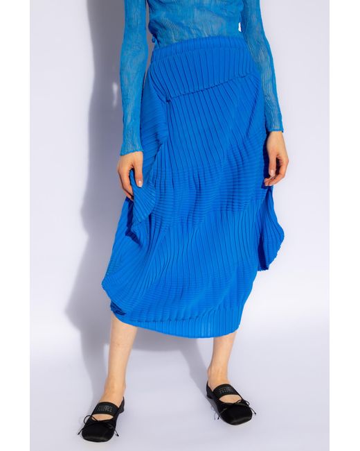Issey Miyake Blue Pleated Skirt,