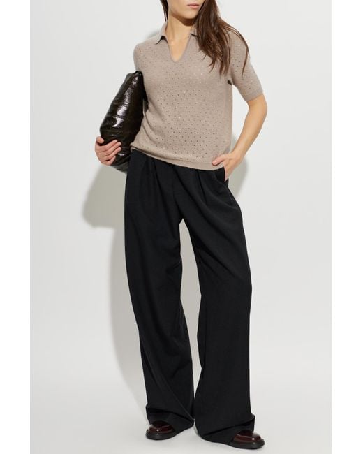 Fabiana Filippi Natural Polo With Shimmering Sequins
