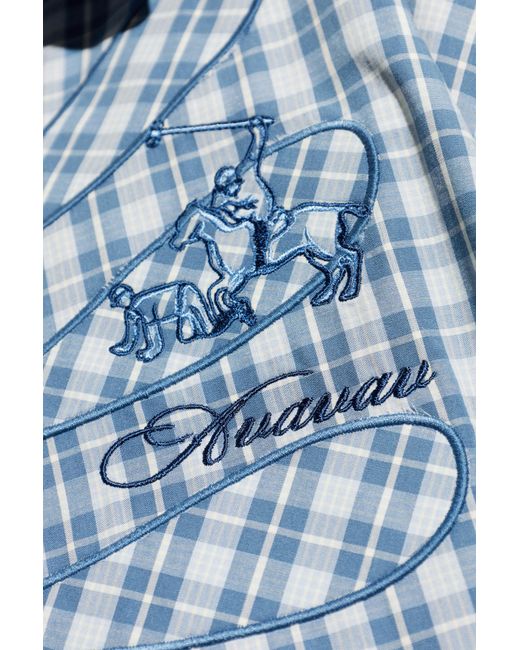 AVAVAV Blue Checked Pattern Shirt for men