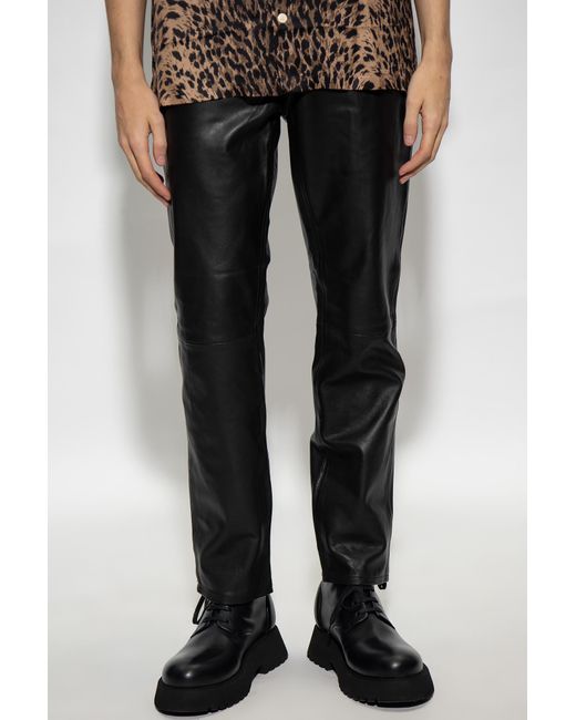 AllSaints Black ‘Lynch’ Leather Trousers for men