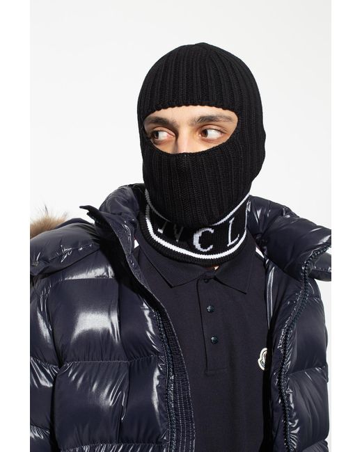 Moncler Logo Ribbed-knit Balaclava in Black for Men | Lyst